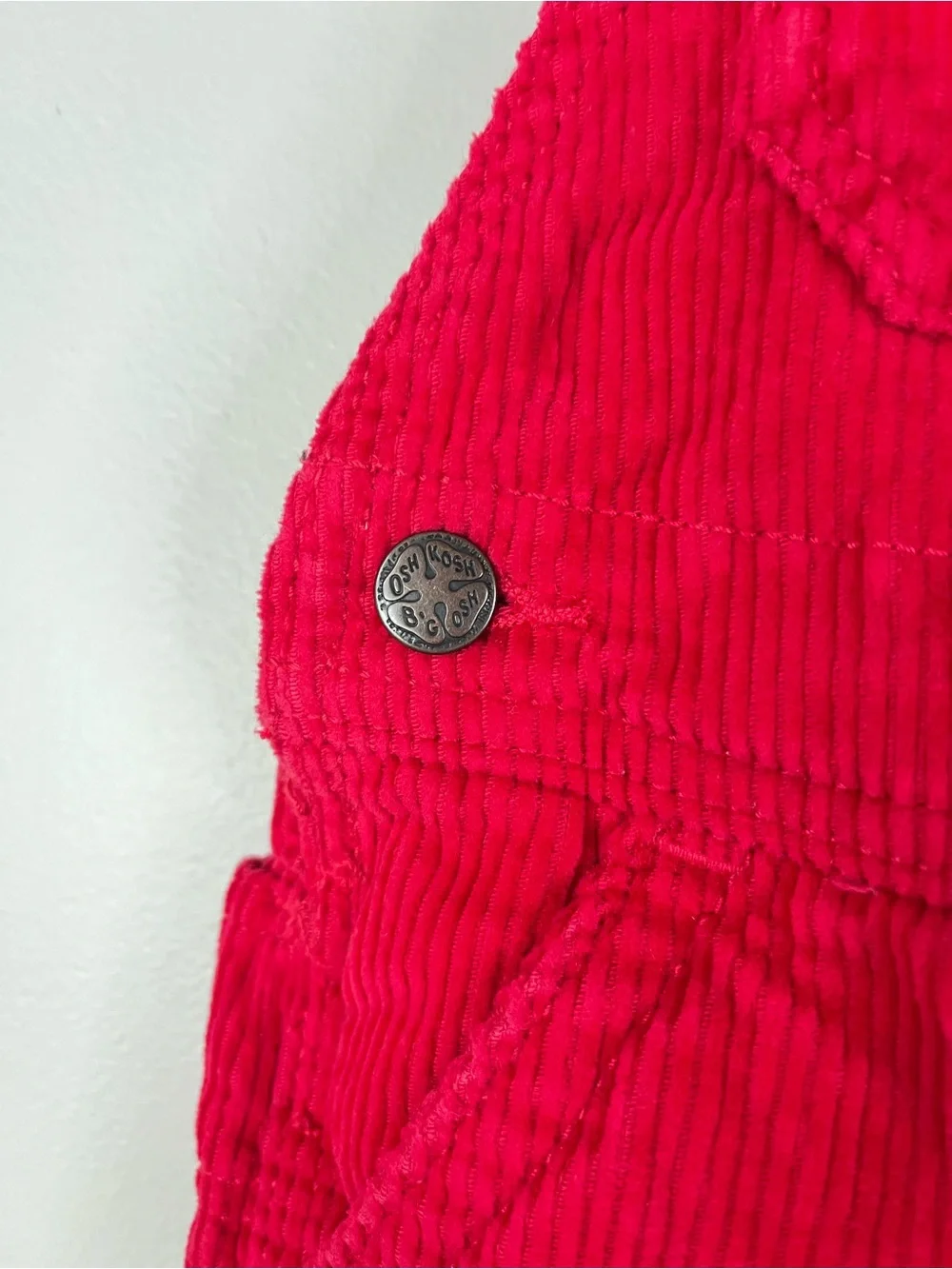 OshKosh B'gosh Toddler 18M Vibrant Red Corduroy Overalls Unisex Lined Dungarees